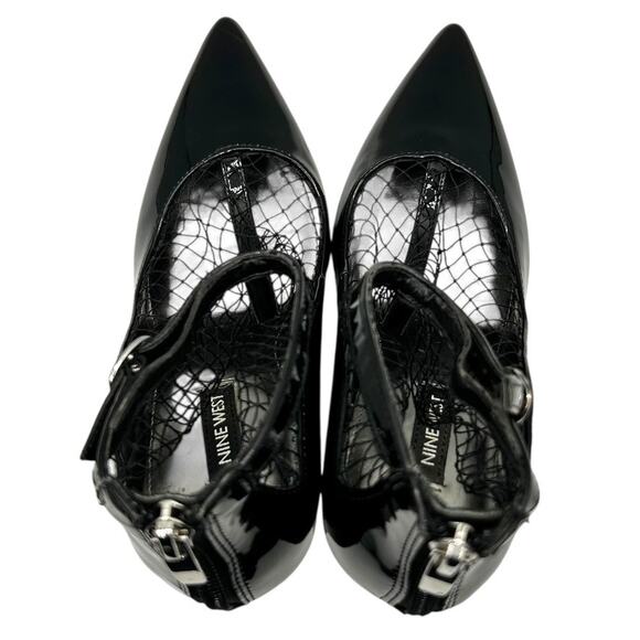 Nine West Women's Black FISHNET Zippered‎ High Heels Ankle Boots Size 5.5M - Picture 9 of 14